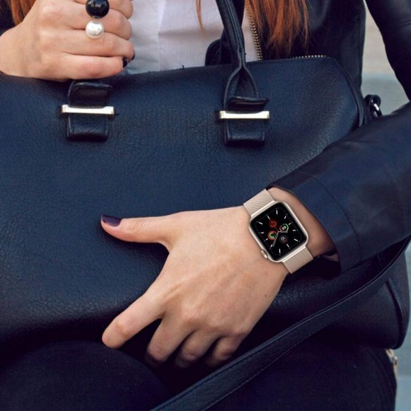 Apple Watch 4-6, SE, SE (2022) (38 / 40 mm) / Watch 7-9 (41 mm), fém pótszíj, milánói stílus, TP MilaneseBand, arany