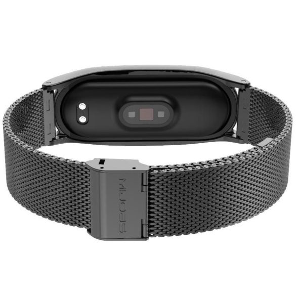 Xiaomi Mi Band 5 / Mi Band 6, fém pótszíj, milánói stílus, TP MilaneseBand, fekete