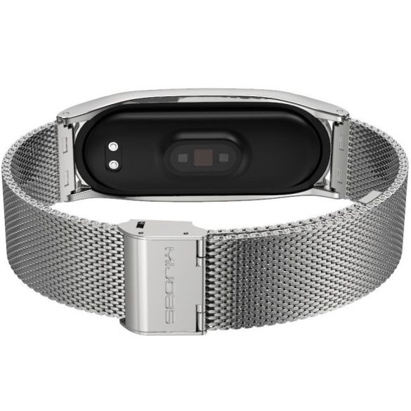 Xiaomi Mi Band 5 / Mi Band 6, fém pótszíj, milánói stílus, TP MilaneseBand, ezüst