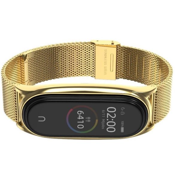 Xiaomi Mi Smart Band 7, fém pótszíj, milánói stílus, TP MilaneseBand, arany