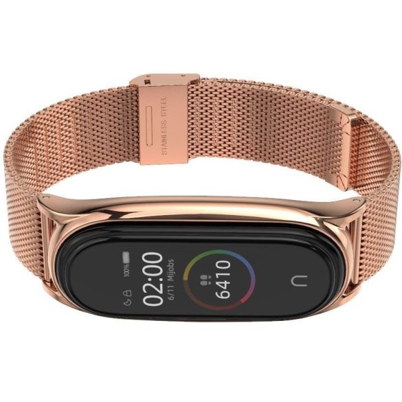 Xiaomi Mi Smart Band 7, fém pótszíj, milánói stílus, TP MilaneseBand, vörösarany