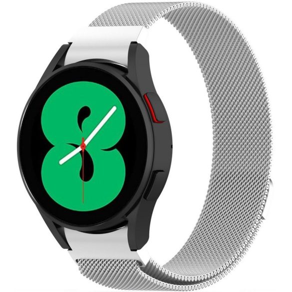 Samsung Galaxy Watch 4 / 5 / 5 Pro / 6 (40 / 44 / 45mm) / Watch 4 Classic / 6 Classic (42 / 43 / 46mm), fém pótszíj, milánói stílus, TP MilaneseBand "2", ezüst