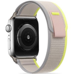 Apple Watch 4-6, SE, SE (2022) (38 / 40 mm) / Watch 7-9 (41 mm), textíl pótszíj, nylon, állítható, légáteresztő, TP Nylon, bézs/sárga