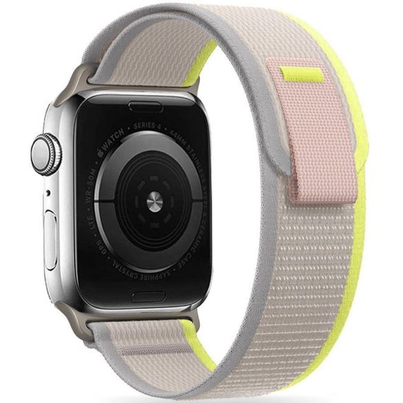 Apple Watch 4-6, SE, SE (2022) (42 / 44 mm) / Watch 7-9 (45 mm) / Watch Ultra 1-2 (49 mm), textíl pótszíj, nylon, állítható, légáteresztő, TP Nylon, bézs/sárga