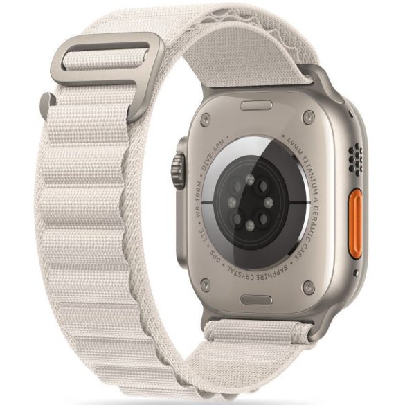 Apple Watch 4-6, SE, SE (2022) (42 / 44 mm) / Watch 7-9 (45 mm) / Watch Ultra 1-2 (49 mm), textíl pótszíj, nylon, állítható, hullámos kialakítású akasztórész, TP Nylon Pro, fehér