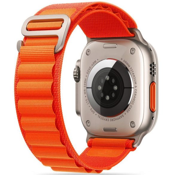 Apple Watch 4-6, SE, SE (2022) (42 / 44 mm) / Watch 7-9 (45 mm) / Watch Ultra 1-2 (49 mm), textíl pótszíj, nylon, állítható, hullámos kialakítású akasztórész, TP Nylon Pro, narancssárga