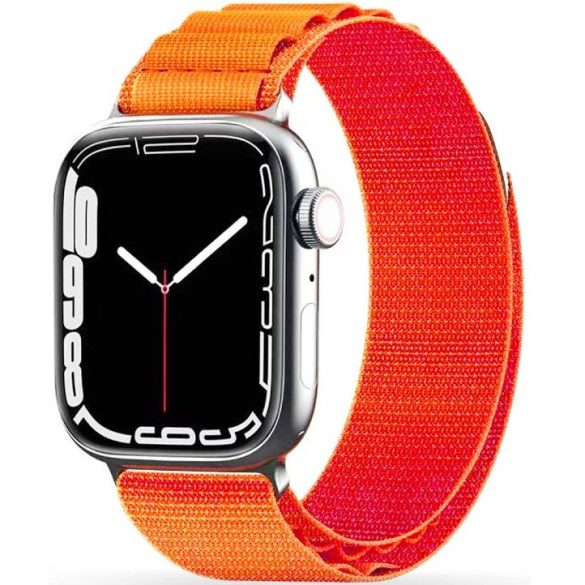 Apple Watch 4-6, SE, SE (2022) (42 / 44 mm) / Watch 7-9 (45 mm) / Watch Ultra 1-2 (49 mm), textíl pótszíj, nylon, állítható, hullámos kialakítású akasztórész, TP Nylon Pro, narancssárga