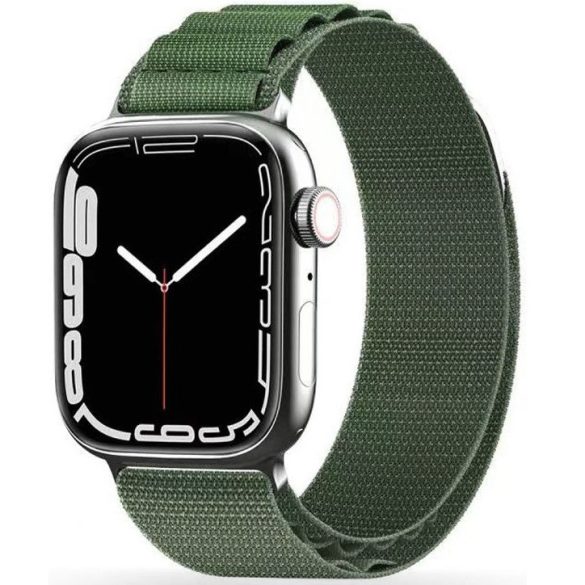Apple Watch 4-6, SE, SE (2022) (42 / 44 mm) / Watch 7-9 (45 mm) / Watch Ultra 1-2 (49 mm), textíl pótszíj, nylon, állítható, hullámos kialakítású akasztórész, TP Nylon Pro, sötétzöld