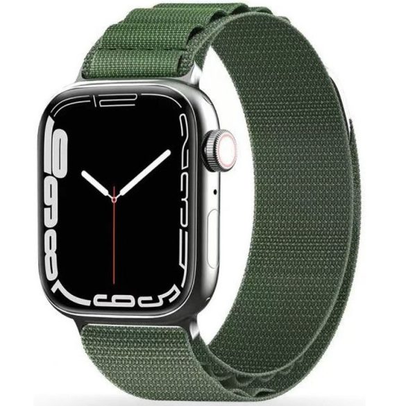 Apple Watch 4-6, SE, SE (2022) (38 / 40 mm) / Watch 7-9 (41 mm), textíl pótszíj, nylon, állítható, hullámos kialakítású akasztórész, TP Nylon Pro, sötétzöld