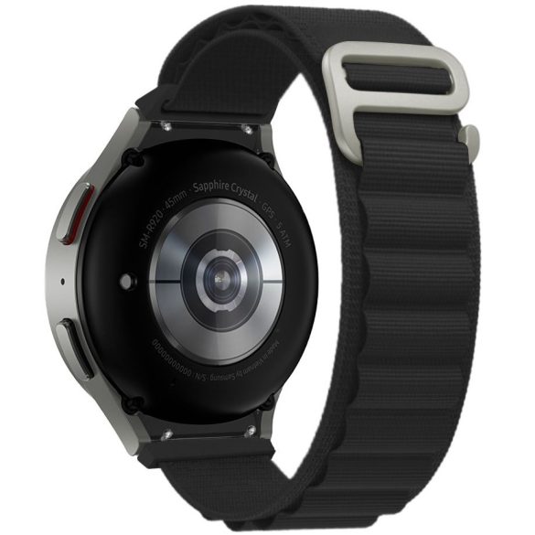 Samsung Galaxy Watch 4 / 5 / 5 Pro / 6 (40 / 44 / 45mm) / Watch 4 Classic / 6 Classic (42 / 43 / 46mm), textíl pótszíj, nylon, állítható, hullámos kialakítású akasztórész, TP Nylon Pro, fekete
