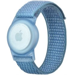   Apple AirTag szilikon tok + textíl pótszíj, nylon, állítható, csuklóra rögzíthető, TP Nylon, kék