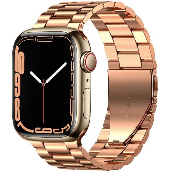 Apple Watch 4-6, SE, SE (2022) (42 / 44 mm) / Watch 7-9 (45 mm) / Watch Ultra 1-2 (49 mm), fém pótszíj, TP Stainless, vörösarany
