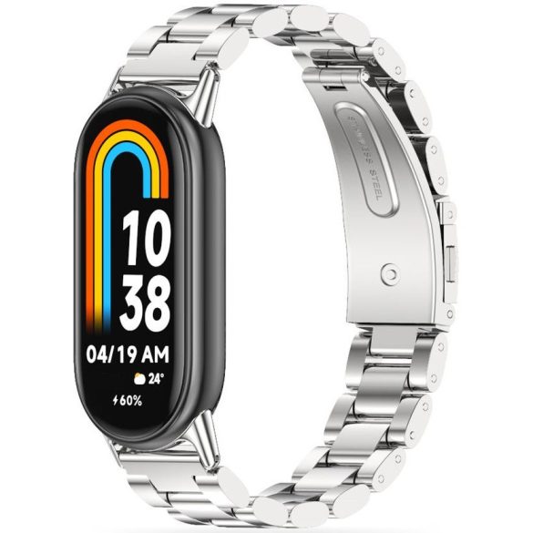 Xiaomi Mi Smart Band 8, fém pótszíj, TP Stainless, ezüst