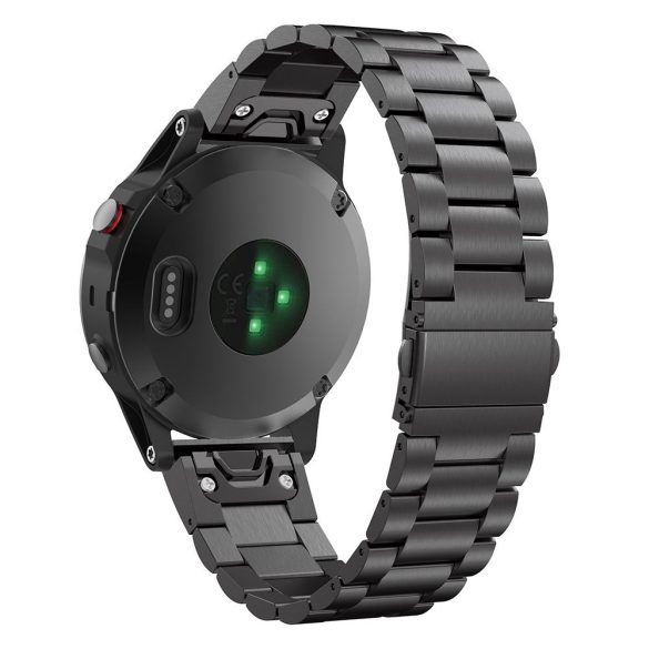 Garmin Fenix 5 / 6 / 6 Pro / 7, fém pótszíj, TP Stainless, fekete