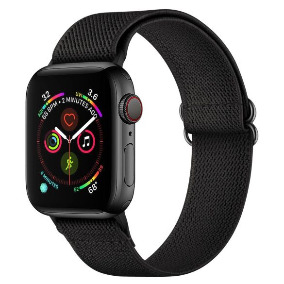 Apple Watch 4-6, SE, SE (2022) (42 / 44 mm) / Watch 7-9 (45 mm) / Watch Ultra 1-2 (49 mm), textíl pótszíj, állítható, TP Mellow, fekete
