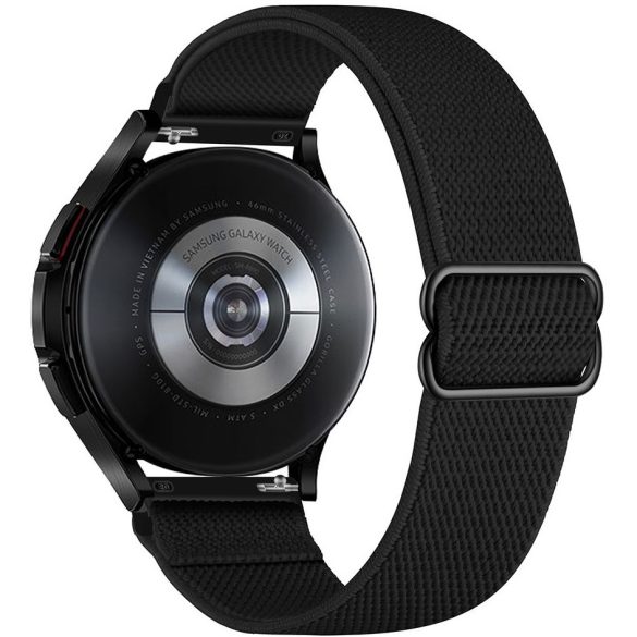 Samsung Galaxy Watch 4 / 5 / 5 Pro / 6 (40 / 44 / 45mm) / Watch 4 Classic / 6 Classic (42 / 43 / 46mm), textíl pótszíj, állítható, TP Mellow, fekete