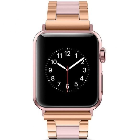 Apple Watch 4-6, SE, SE (2022) (42 / 44 mm) / Watch 7-9 (45 mm) / Watch Ultra 1-2 (49 mm), fém pótszíj, TP Modern, vörösarany/lila