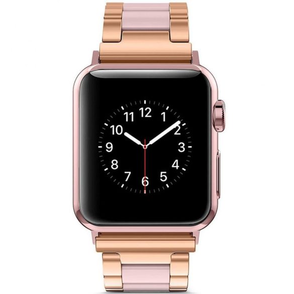 Apple Watch 4-6, SE, SE (2022) (38 / 40 mm) / Watch 7-9 (41 mm), fém pótszíj, TP Modern, vörösarany/lila