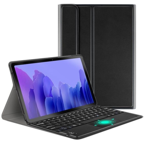 Samsung Galaxy Tab S9 FE Plus (12.4) SM-X610 / X616B, Bluetooth billentyűzetes, mappa tok, Touch Pad, mágneses rögzítés, Wooze Simple Touch, fekete