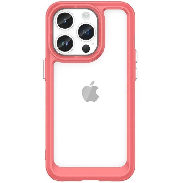 Apple iPhone 13 Pro Max, Szilikon védőkeret, akril hátlap, Wooze Bright Edges, átlátszó/piros
