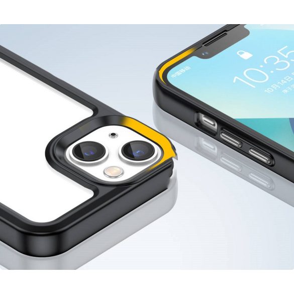 Apple iPhone 14, Szilikon védőkeret, akril hátlap, Wooze Bright Edges, átlátszó/fekete