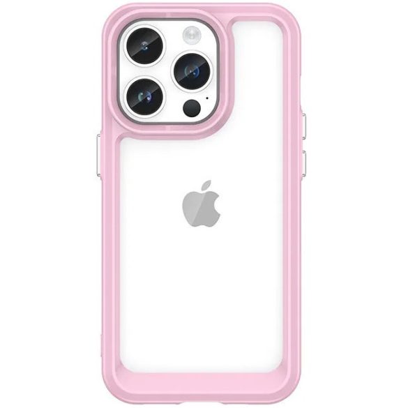 Apple iPhone 14, Szilikon védőkeret, akril hátlap, Wooze Bright Edges, átlátszó/rózsaszín