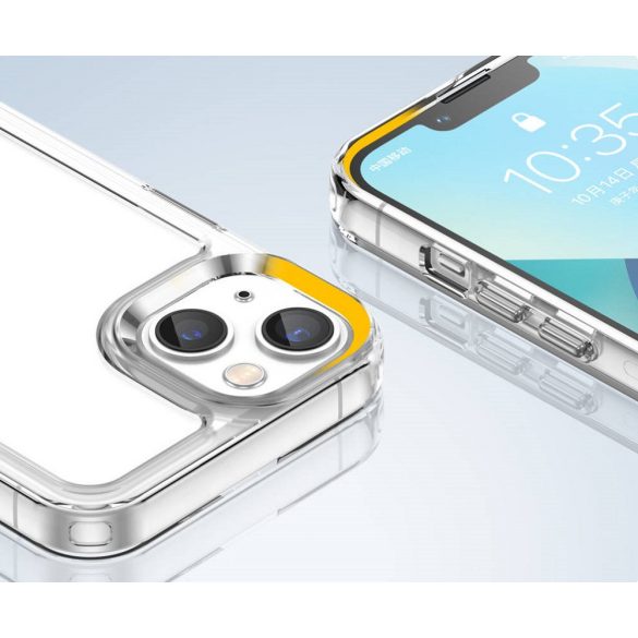 Apple iPhone 14, Szilikon védőkeret, akril hátlap, Wooze Bright Edges, átlátszó/szürke