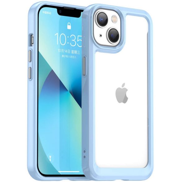 Apple iPhone 14, Szilikon védőkeret, akril hátlap, Wooze Bright Edges, átlátszó/világoskék