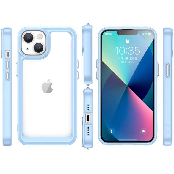 Apple iPhone 14, Szilikon védőkeret, akril hátlap, Wooze Bright Edges, átlátszó/világoskék
