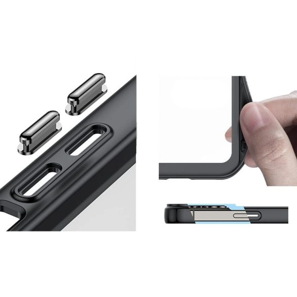 Apple iPhone 14, Szilikon védőkeret, akril hátlap, Wooze Bright Edges, átlátszó/világoskék