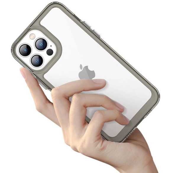 Apple iPhone 14, Szilikon védőkeret, akril hátlap, Wooze Bright Edges, átlátszó/zöldes-kék