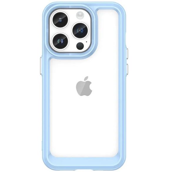 Apple iPhone 15 Pro Max, Szilikon védőkeret, akril hátlap, Wooze Bright Edges, átlátszó/világoskék