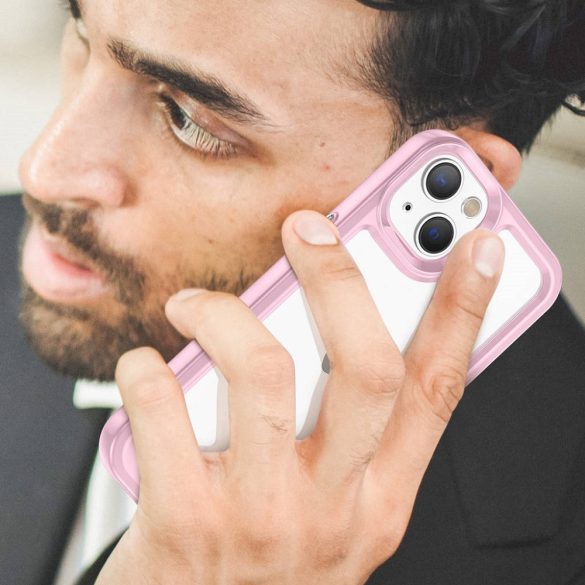 Huawei Honor 90, Szilikon védőkeret, akril hátlap, Wooze Bright Edges, átlátszó/rózsaszín