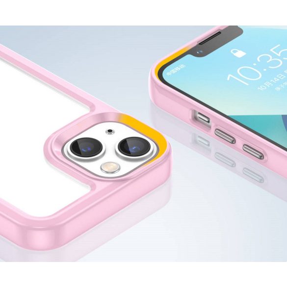 Huawei Honor Magic 5 Lite / X9a / X40, Szilikon védőkeret, akril hátlap, Wooze Bright Edges, átlátszó/rózsaszín
