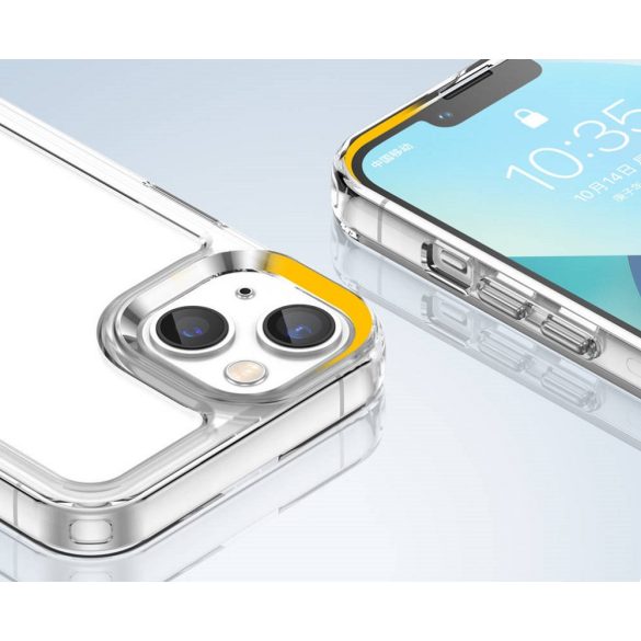 Huawei Honor Magic 5 Lite / X9a / X40, Szilikon védőkeret, akril hátlap, Wooze Bright Edges, átlátszó/zöldes-kék
