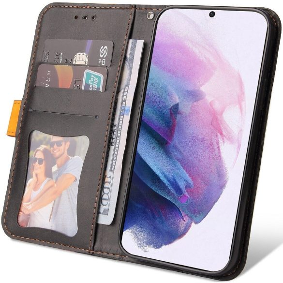 Samsung Galaxy A06 SM-A065F, Oldalra nyíló tok, stand, kártyatartóval, kézpánttal, Wooze Colour Wallet, narancssárga