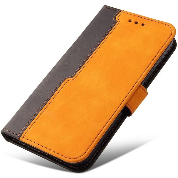 Xiaomi Redmi 13 4G / Note 13R / Poco M6 4G, Oldalra nyíló tok, stand, kártyatartóval, kézpánttal, Wooze Colour Wallet, narancssárga