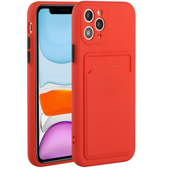 Xiaomi Redmi Note 14 5G (Global), Szilikon tok, kártyatartóval, Wooze Card Slot, piros