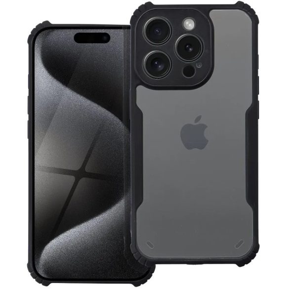 Oppo A3 4G (A40, A40m), Szilikon tok, közepesen ütésálló, légpárnás sarok, akril hátlap, Anti-Drop Case, átlátszó/fekete