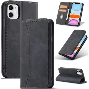 Apple iPhone 16e, Oldalra nyíló tok, stand, kártyatartóval, Wooze Business, fekete