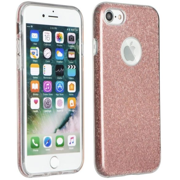 Apple iPhone 16e, Szilikon tok, csillogó, Forcell Shining, vörösarany