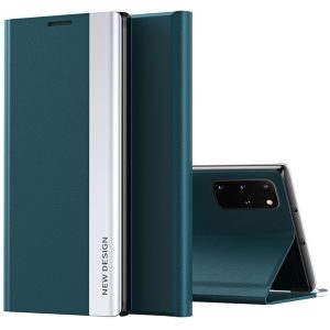 Huawei Honor Magic 7 Pro, Oldalra nyíló tok, stand, Wooze Silver Line, sötétzöld