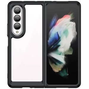 Samsung Galaxy Z Fold5 SM-F946B, Szilikon védőkeret, akril hátlap, Wooze Bright Edges, átlátszó/fekete