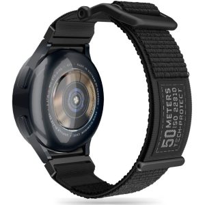 Samsung Galaxy Watch 4 / 5 / 5 Pro / 6 (40 / 44 / 45mm) / Watch 4 Classic / 6 Classic (42 / 43 / 46mm), textíl pótszíj, nylon, állítható, TP Scout, fekete