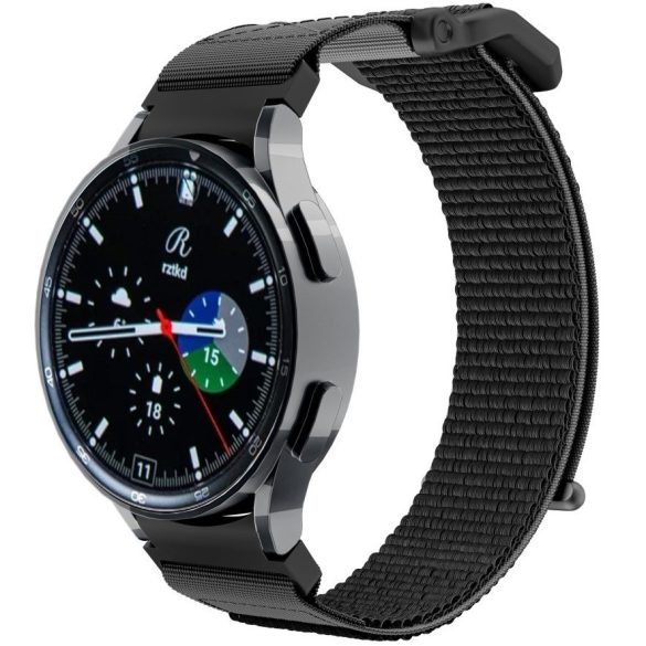Samsung Galaxy Watch 4 / 5 / 5 Pro / 6 (40 / 44 / 45mm) / Watch 4 Classic / 6 Classic (42 / 43 / 46mm), textíl pótszíj, nylon, állítható, TP Scout, fekete
