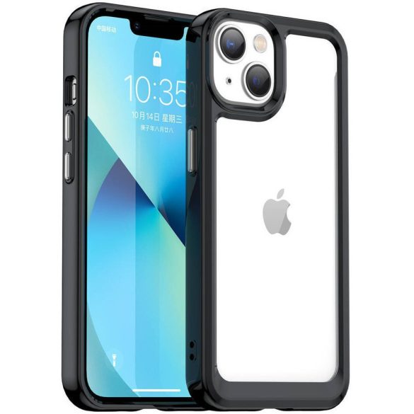 Xiaomi 15 Pro, Szilikon védőkeret, akril hátlap, Wooze Bright Edges, átlátszó/fekete