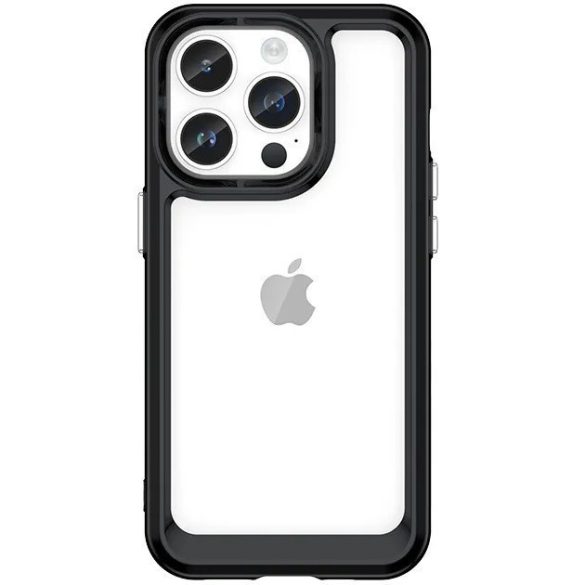 Xiaomi 15 Pro, Szilikon védőkeret, akril hátlap, Wooze Bright Edges, átlátszó/fekete