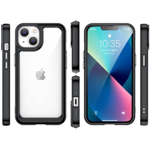 Xiaomi 15 Pro, Szilikon védőkeret, akril hátlap, Wooze Bright Edges, átlátszó/fekete