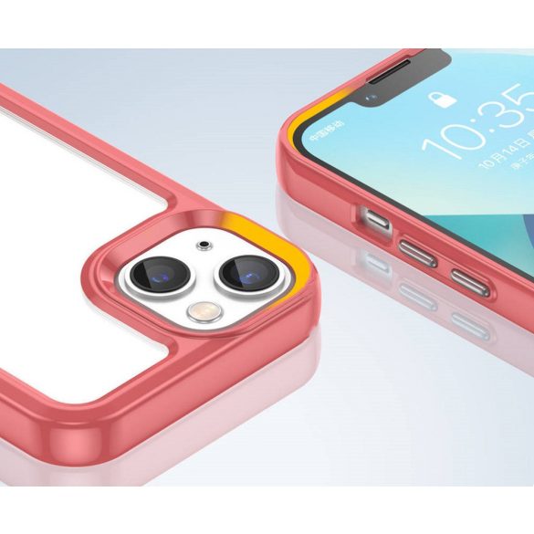 Xiaomi 15 Pro, Szilikon védőkeret, akril hátlap, Wooze Bright Edges, átlátszó/piros