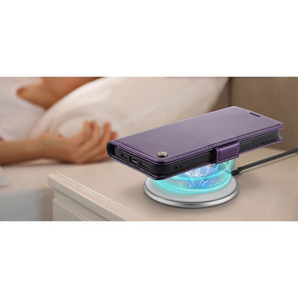 Xiaomi 15, Oldalra nyíló tok, stand, kártyatartóval, RFID technológiával, Wooze CaseME, lila